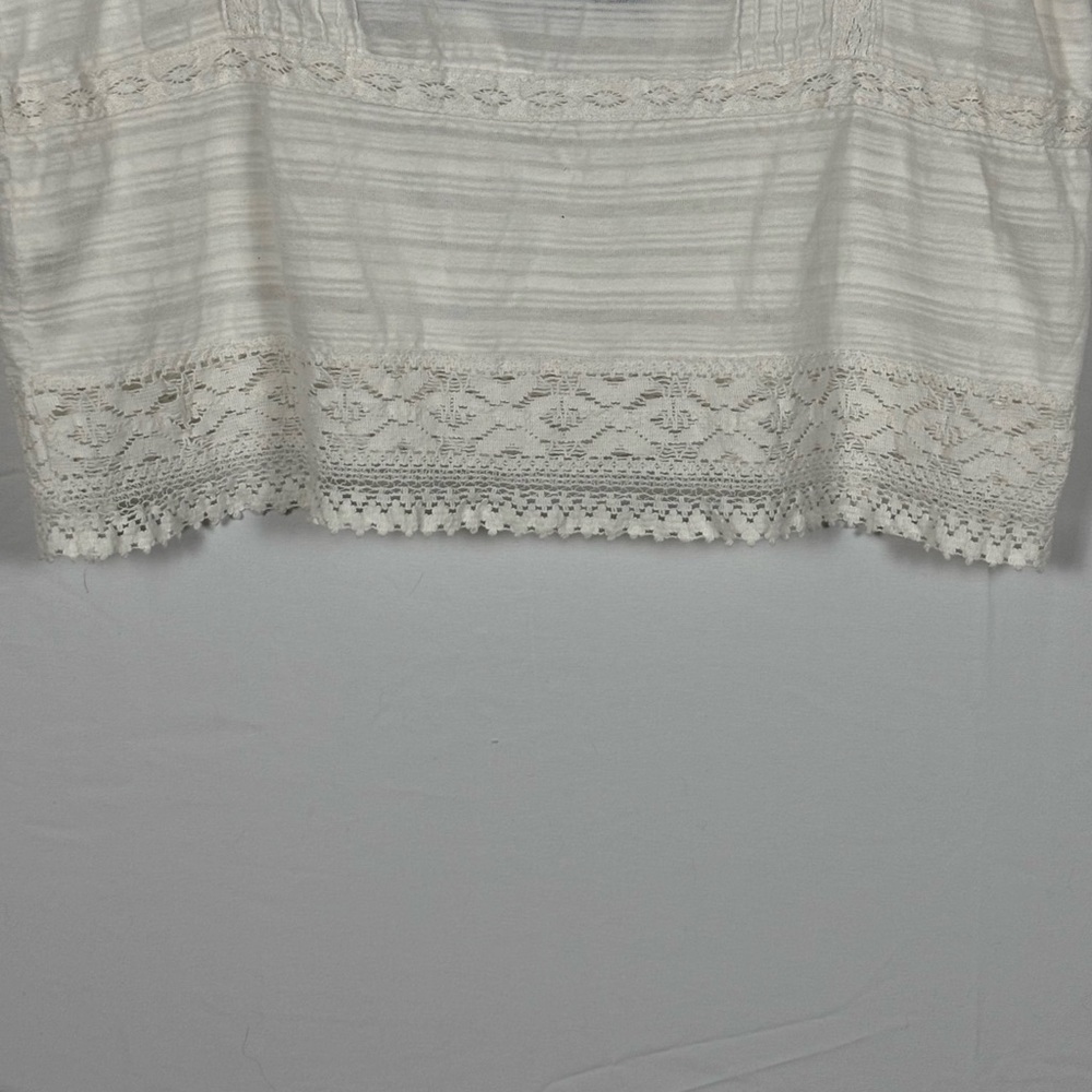 Lucky Brand Top Blouse Boho White Blue Embroidered Peasant- S - Picture 10 of 12